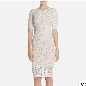 Misha Collection White Lace Midi Dress XS Cocktail Wedding REVOLVE ANTHROPOLOGIE